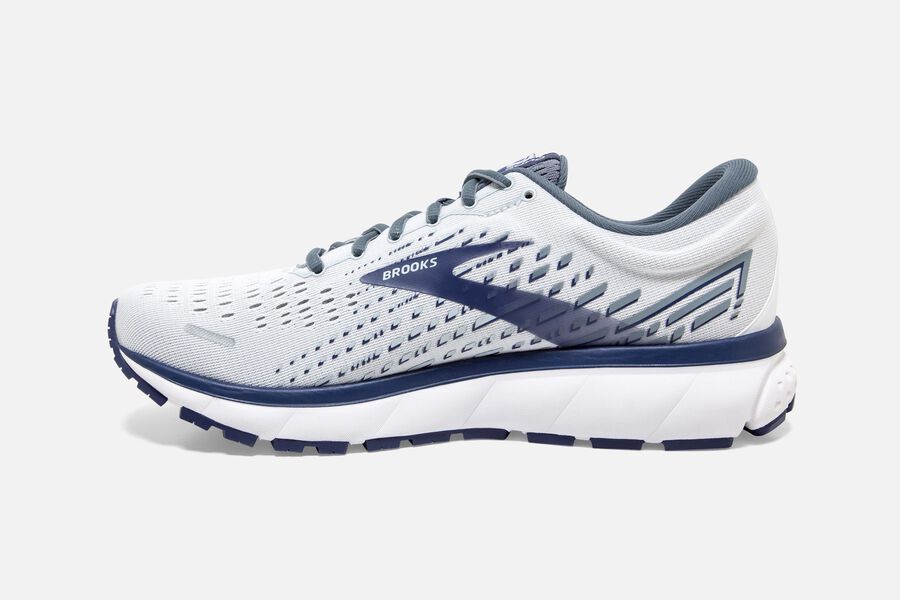 Brooks Ghost 13 Road Running Shoes Mens White/Blue 457839-OPK